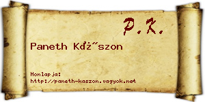 Paneth Kászon névjegykártya